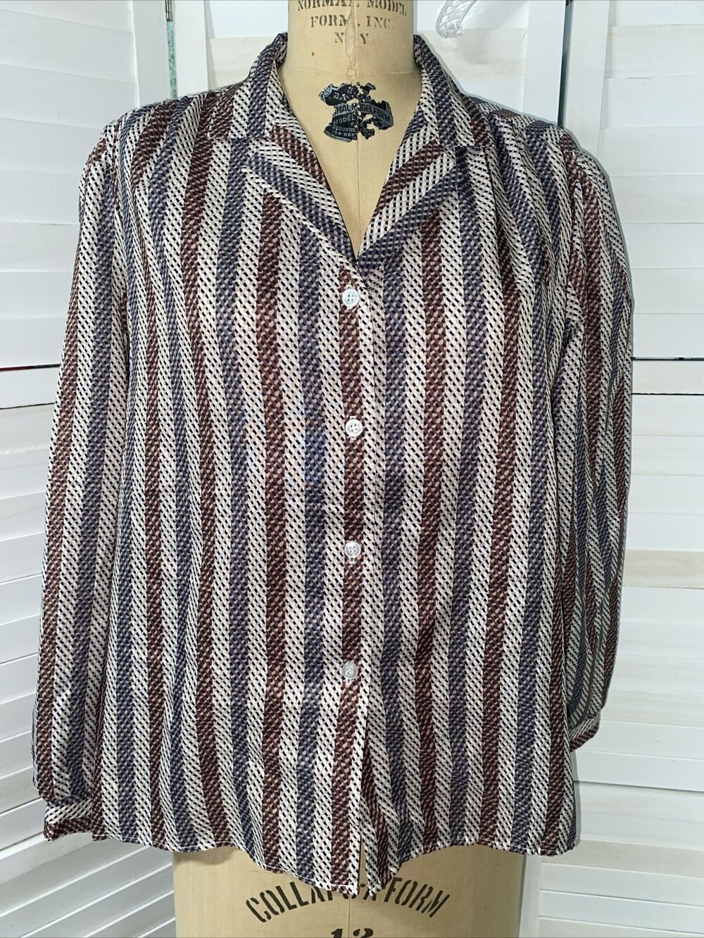 SYMMETRY 70s 80s Vintage Long Sleeve Button Up Top Shirt Loud Bold X-Large